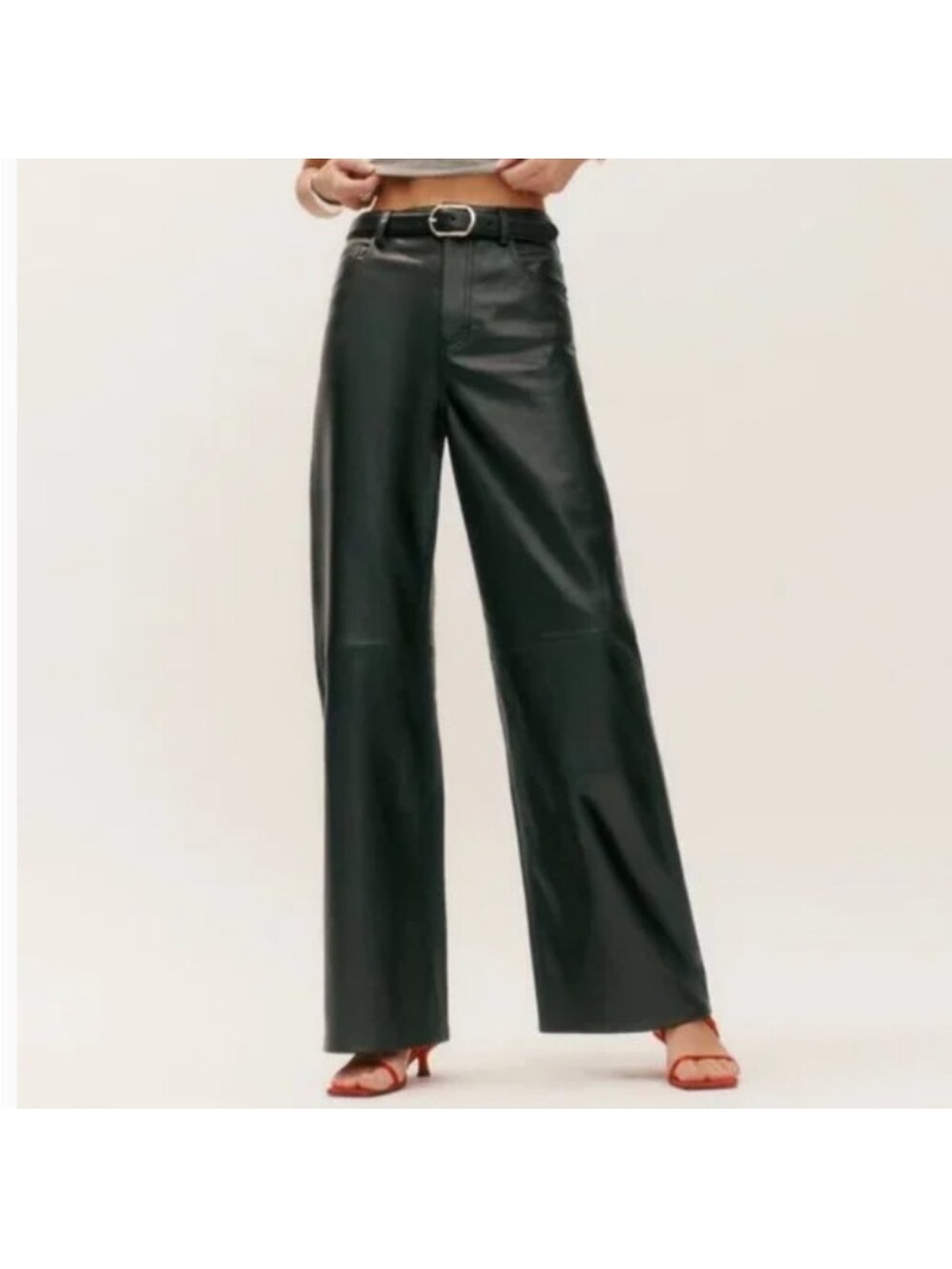 NWT Reformation Veda Kennedy Wide Leg Leather Pants 8